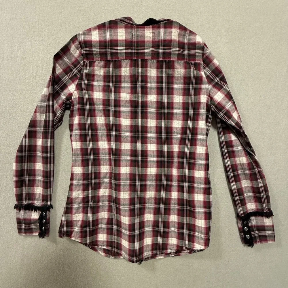 Maurices Premium Western Plaid Pearl Snap Long Sleeve‎ Shirt Women Medium